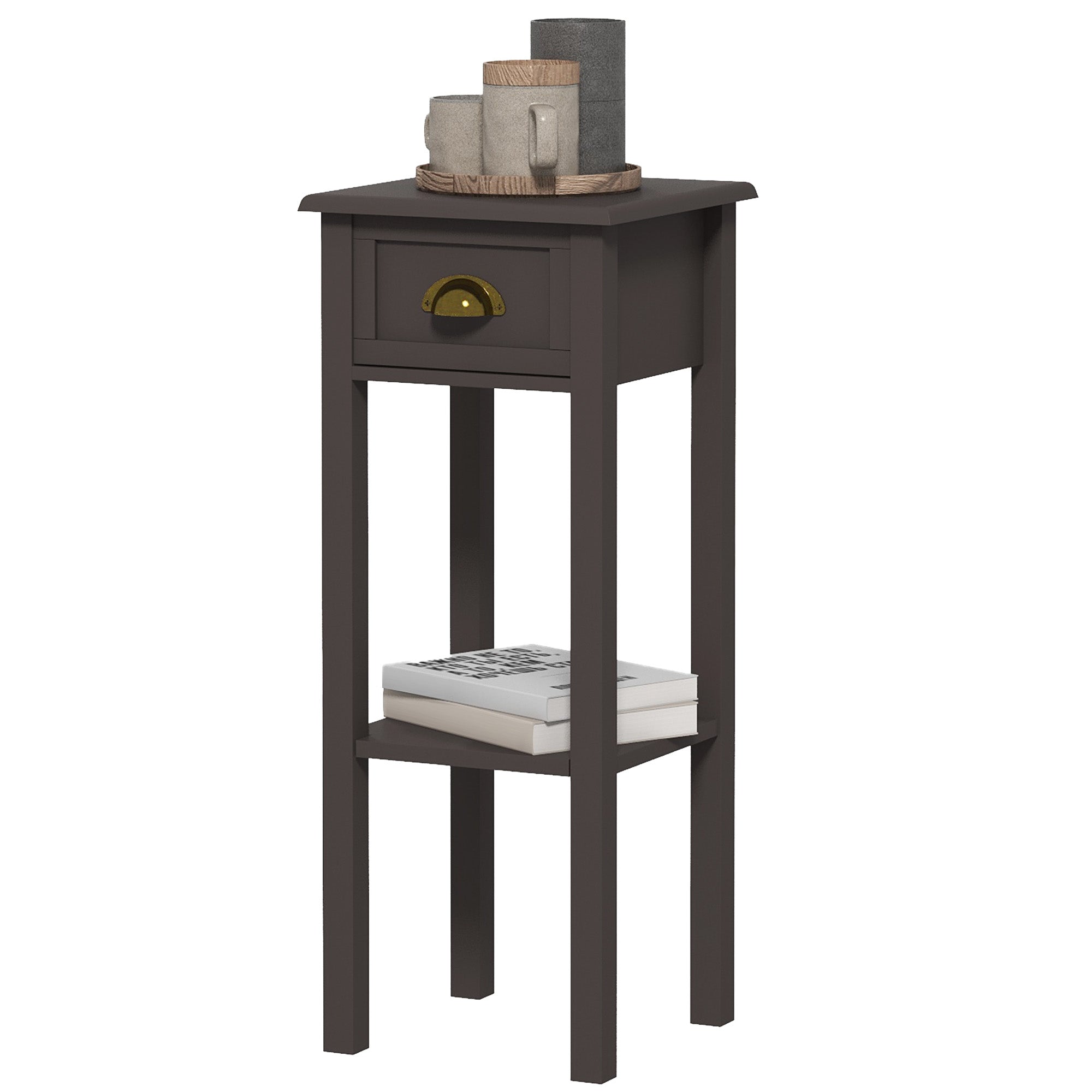 2-Tier Side Table with Drawer and Shelf, End Table for Living Room and Hallway, Coffee