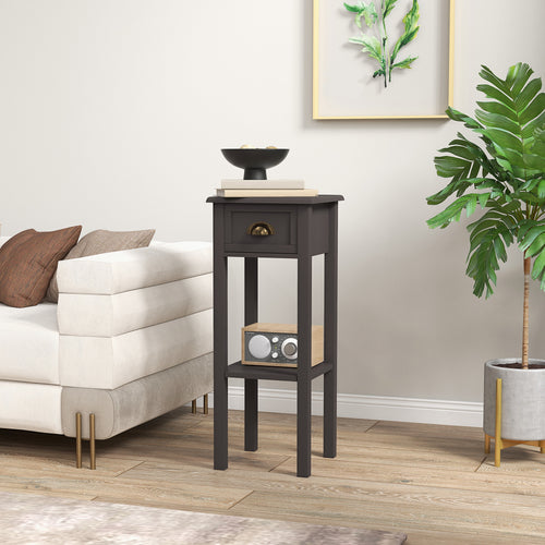 2-Tier Side Table with Drawer and Shelf, End Table for Living Room and Hallway, Coffee