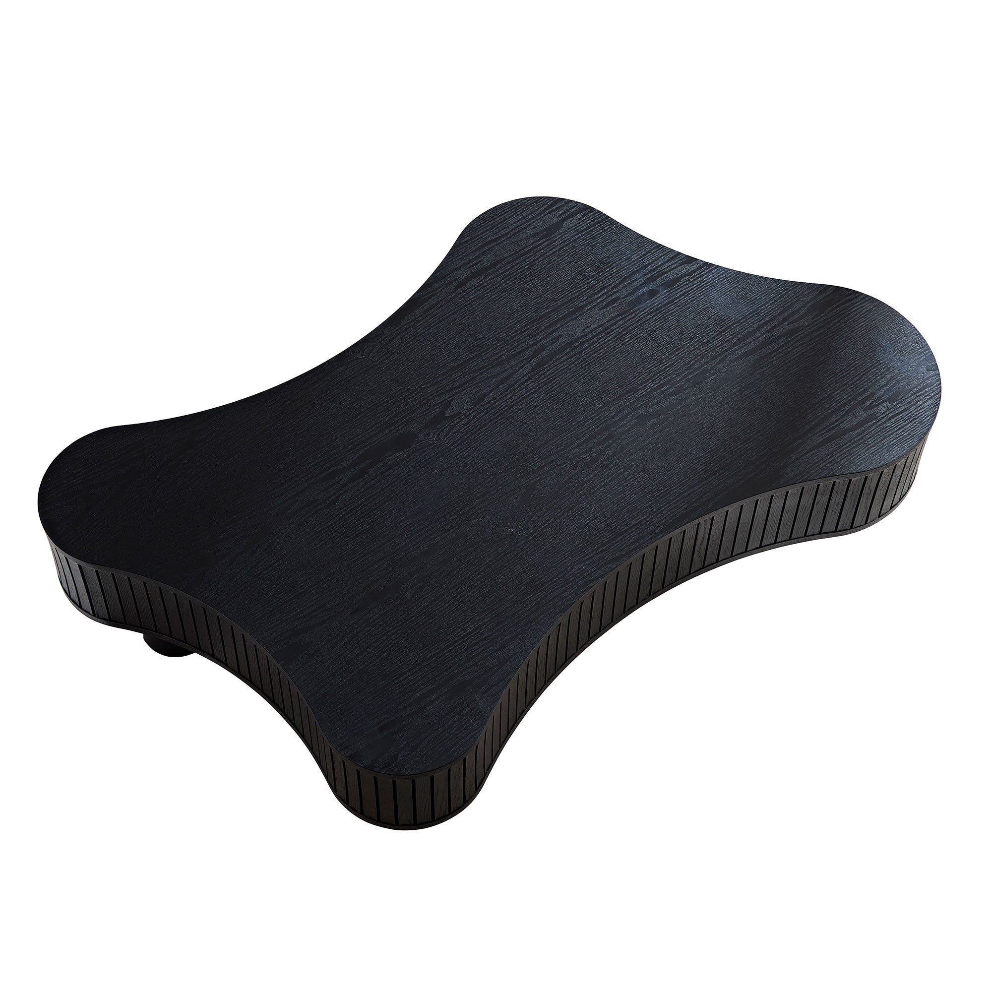 42.52 Inch Modern Wooden Handcraft Drum Coffee Table Irregular Shaped Coffee Table For Living Room,Small Coffee Table With Sturdy Pedestal