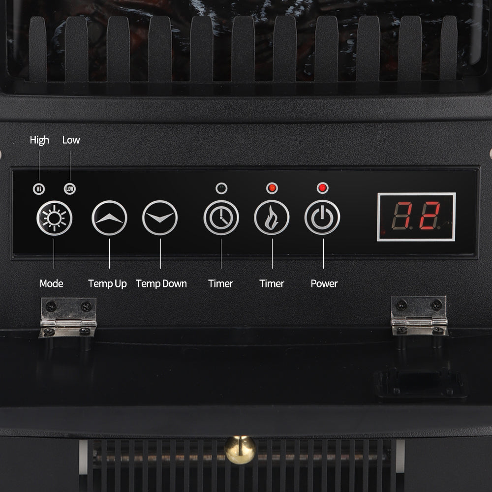 1500W Freestanding Three-door Glass 3D Flame Fireplace With Remote Control Quartz Tube Heating Fake Firewood7 Color4 Levels Of Brightness