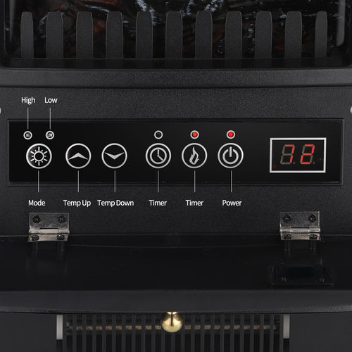 1500W Freestanding Three-door Glass 3D Flame Fireplace With Remote Control Quartz Tube Heating Fake Firewood7 Color4 Levels Of Brightness